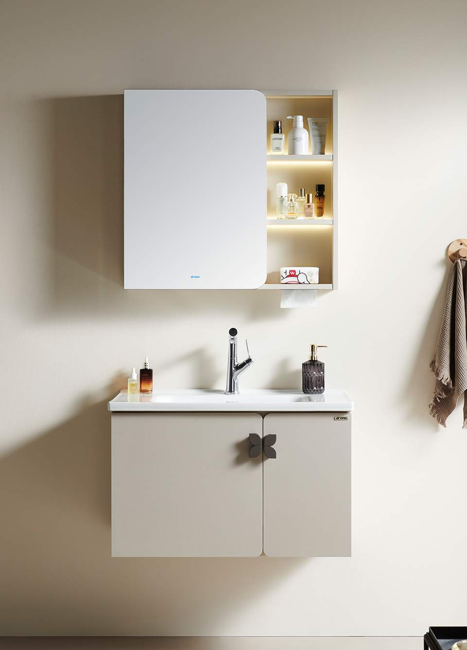 标准浴室柜 浅灰 BUTTERFLY 蝶翼系列 BF-3710 Ying