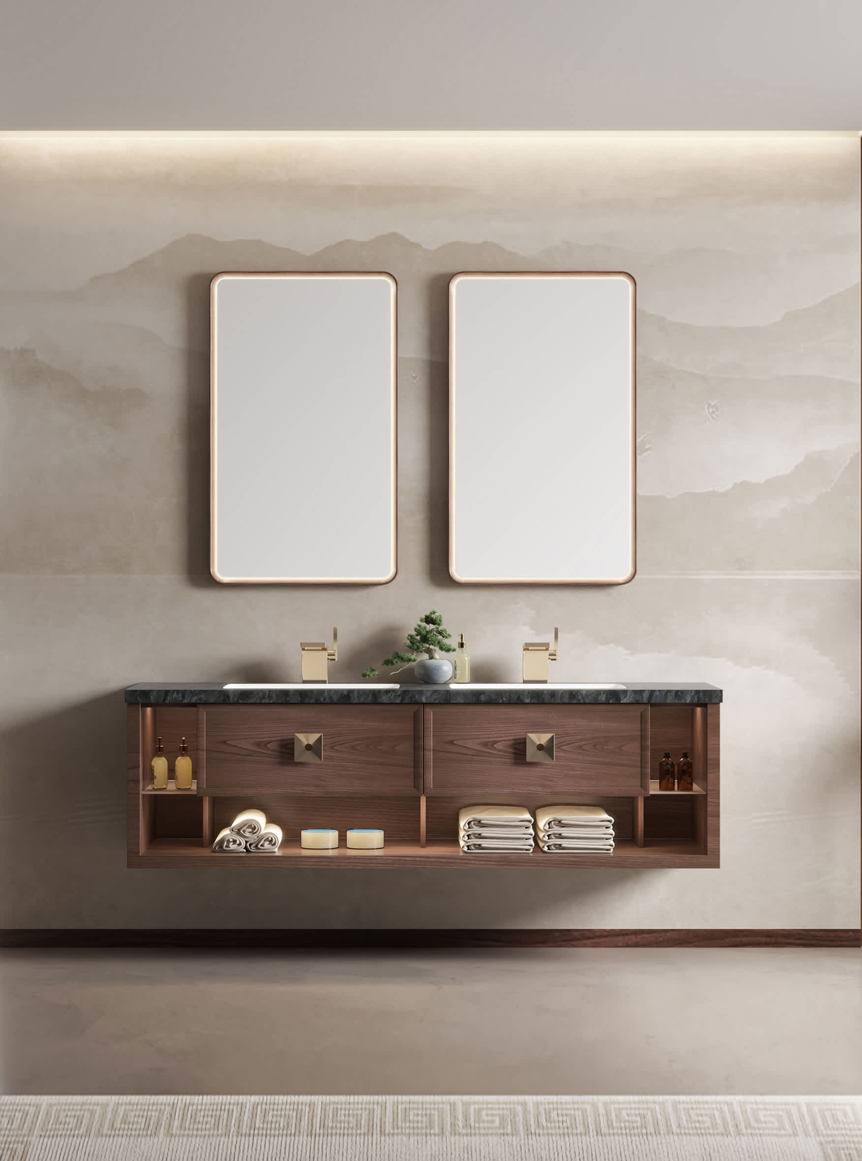 定制浴室柜 烟熏擦色 POENY 牡丹系列 BF-C3350 Ying